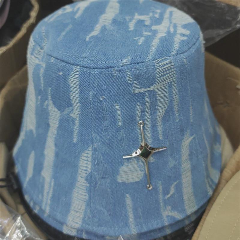 New washed old denim bucket hat female versatile Internet celebrities show washbasin hat big head circumference bucket