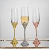 1-2pcs Sold Wedding Champagne Flutes Silver Toasting Glasses Metal Base Intricate Filigree Pattern Dazzling Crystal Wedding Gift