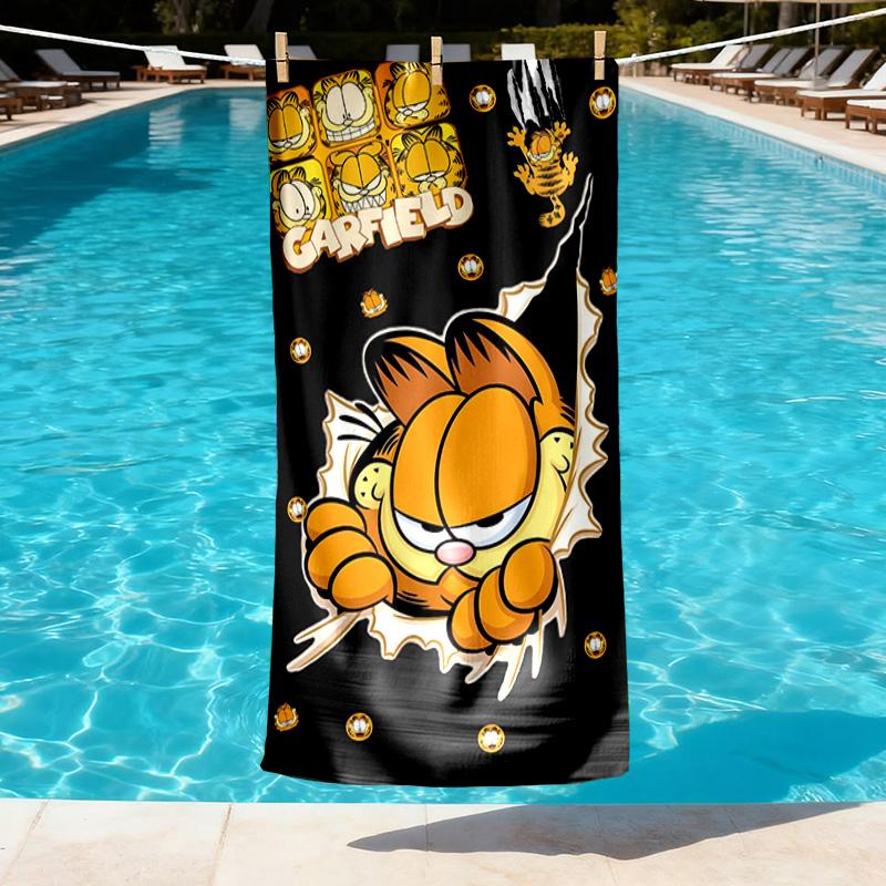 Garfield Print Beach Towel Design, Soft, Lightweight. for Home Bathroom, Spa, Pool, Yoga, Surfing, Camping, Gift for Family, Friend