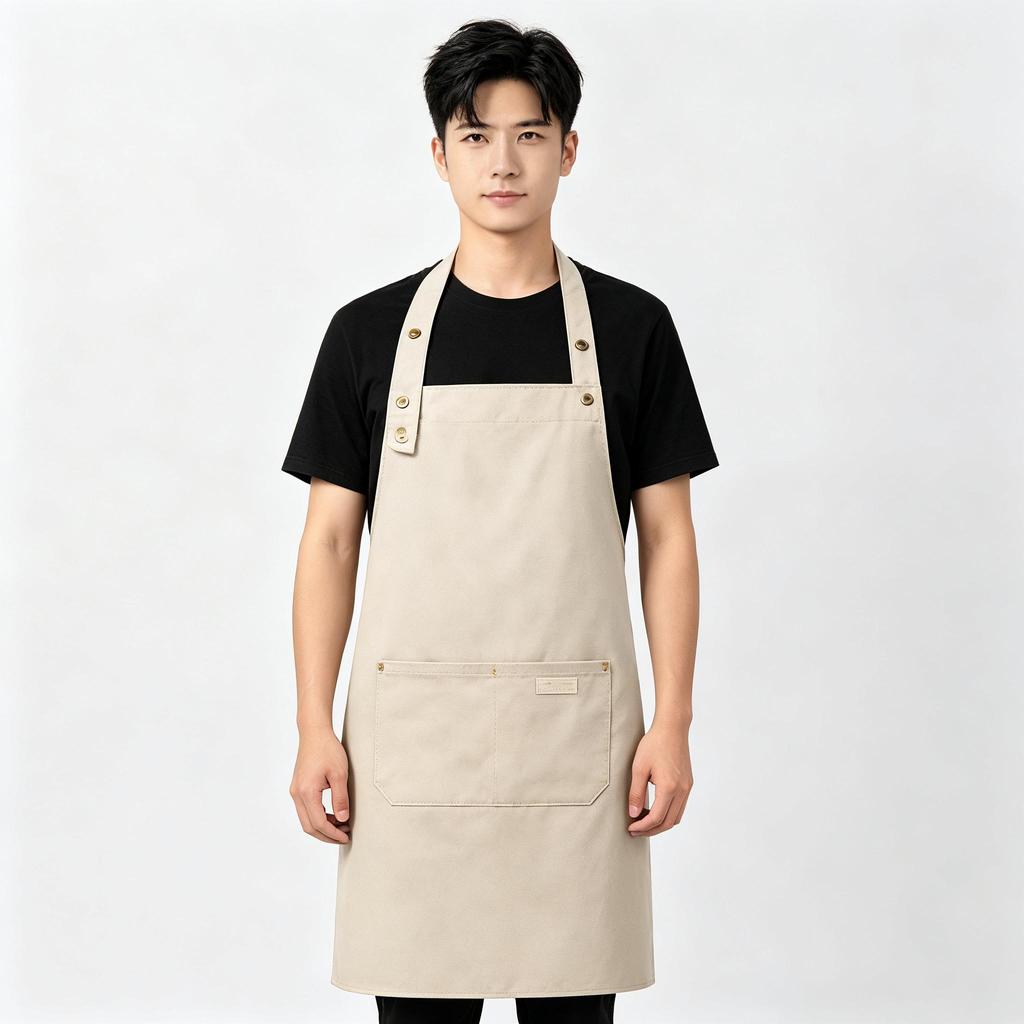 Adjustable Canvas Work Apron, Waterproof Oil‑Proof Apron With Multi‑Storage Pockets for Bakery, Cafe, Flower Shop & Home Cooking