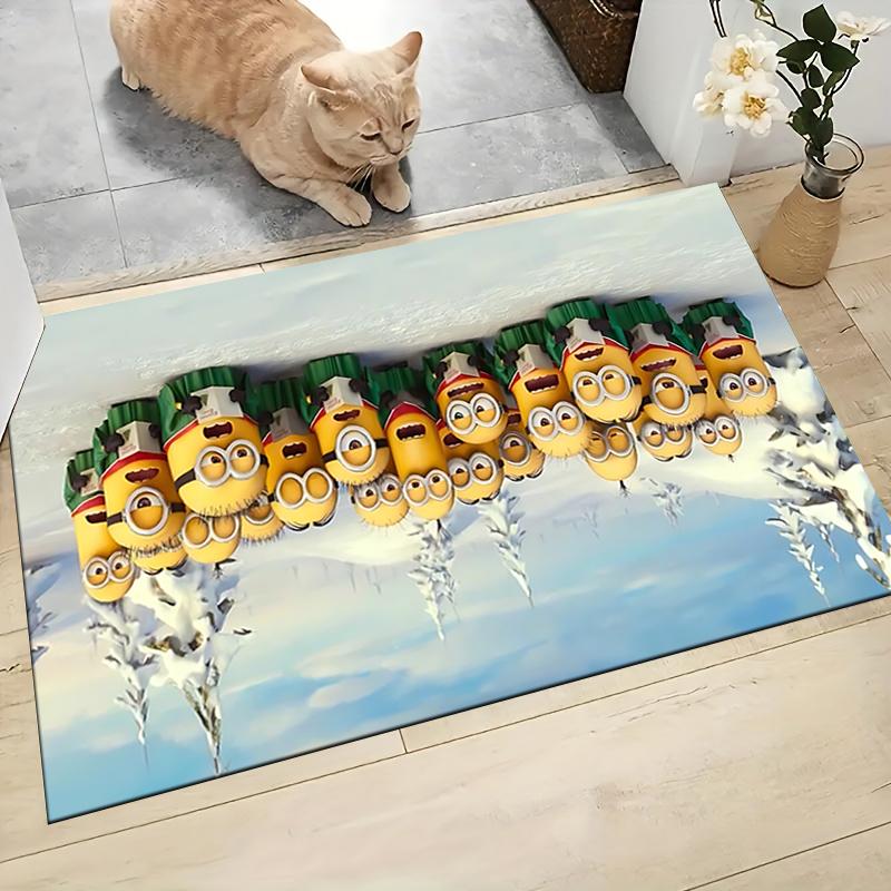 1Pc Christmas Minion Celebration Carpet Rug Soft Washable Antislip Home Living Room Sofa Mats Personalized Christmas Rug