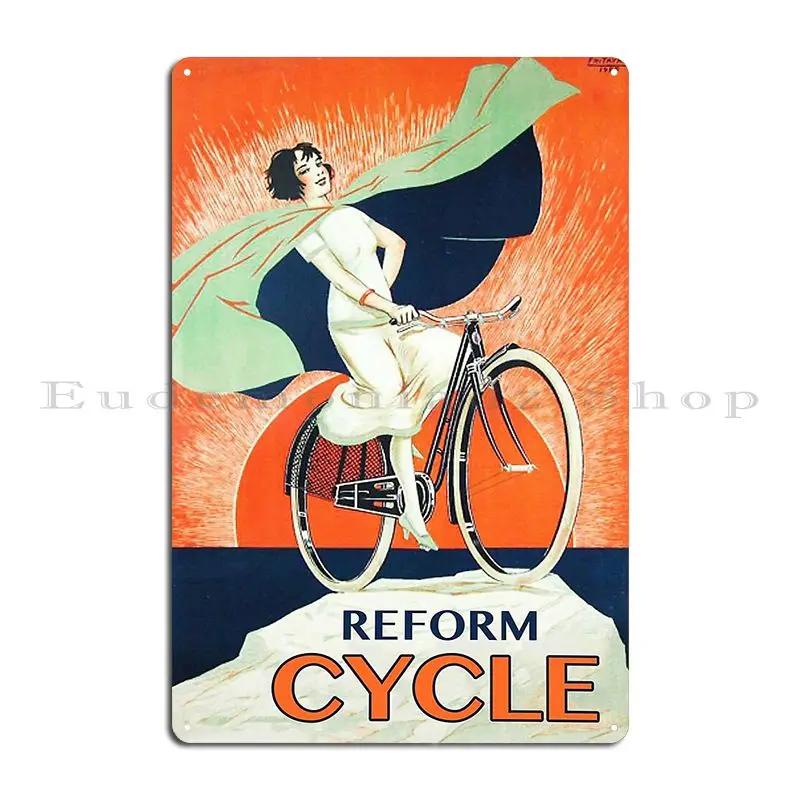 retro CRESCENT CYCLES Circa Dashing Woman Cyclist CYCLES RUDGE Metal Wall Mural Personalized Tin Sign Poster