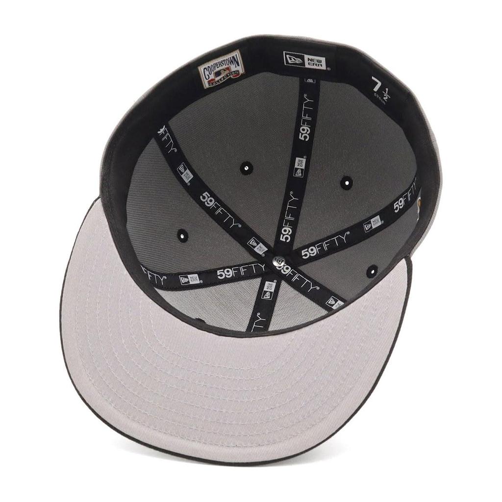 Кепка NEW ERA 59FIFTY Atlanta Braves с боковым патчем, двухцветная, цвет Storm Grey/Black, эксклюзив ONSPOTZ, с козырьком, fitted, размер 7 3/8