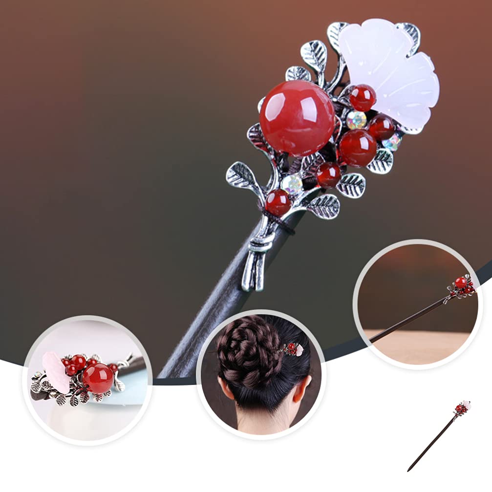 Frcolor Деревянные Одиночные Волосы Волосы Классические Волосы Совершеннолетия Японские Украшения Для Волос Шпилька, Заколка, Зажим, Аксессуар, Черное Дерево, Агат, Узор,