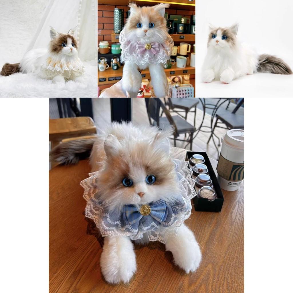 Soft Long Fur Plush Cat Doll Cute Kitty Toy Gift With Various Collar Designs