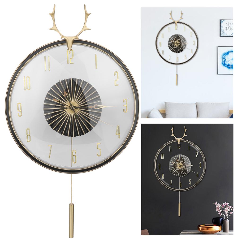 Круглые настенные часы подвесные латунные рога маятниковые часы украшение для офиса спальни