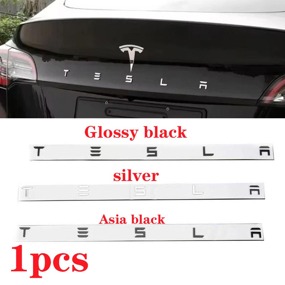 1pcs 3D ABS Logo Tesla Emblem Letters Car Trunk Badge Rear Letter Label Electroplated For MODEL 3 MODEL S X Modified accessories