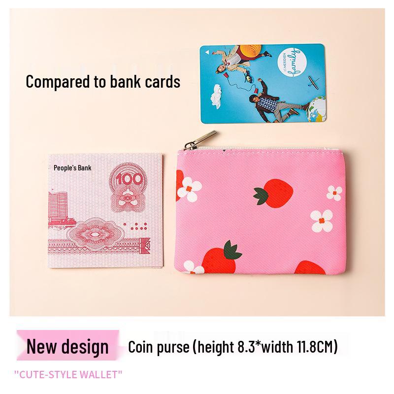 Compact Floral Canvas Wallet - Zipper Coin Purse & Card Holder