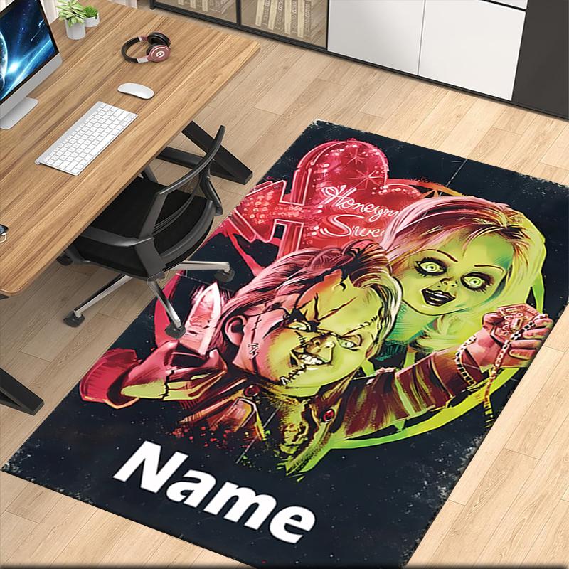 Custom Name Halloween horror Printed Carpet, for Office Chair Living Room Bedroom Kitchen Room Decor Gifts.