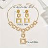 Versatile 3pcs/set Jewelry Set - Chic Hollow Square Geometric Stud Earrings Necklace Everyday Fashion AccessoryGood product