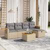 6 Piece Garden Sofa Set with Cushions Beige Poly Rattan