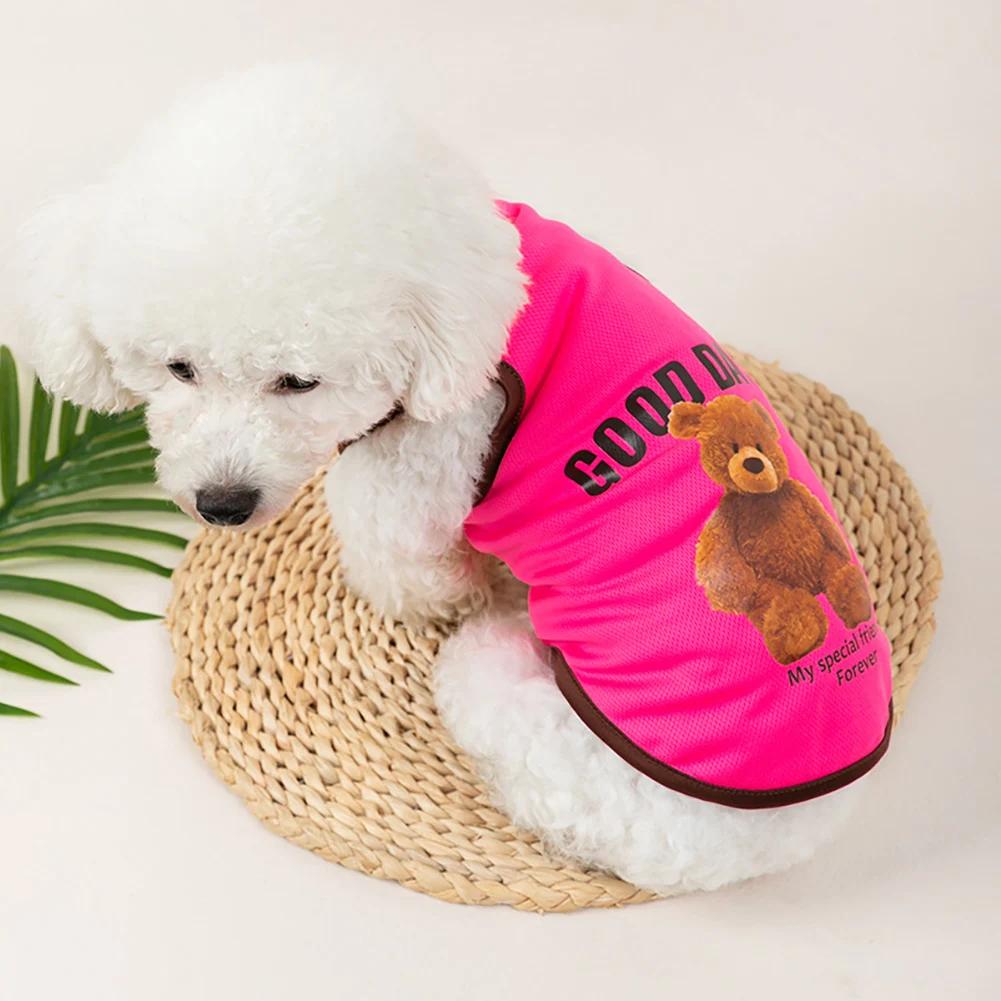 Spring  Dog Vest Thin Breathable Puppy Clothes Cute Bear Printed Cat T-shirt Sleeveless Chihuahua Pullover Pet Supplies
