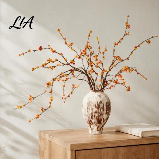 Thanksgiving Table Centerpiece Decor Long Artificial Bittersweet Branches, Fall Berry Stems for Vase, Faux Plants Silk Floral Branches Centerpiece,