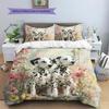 Dalmatian and Flowers Pattern Bedding Home Decoration Birthday Gift (1 * duvet cover + 2 * pillowcase, without core)