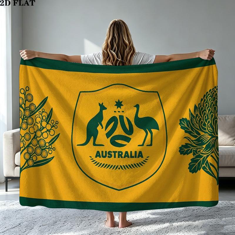 The Socceroos Australia Print Flannel Blanket High Quality Warm Comfortable Cover for All Seasons Perfect for Gifts Home Decor