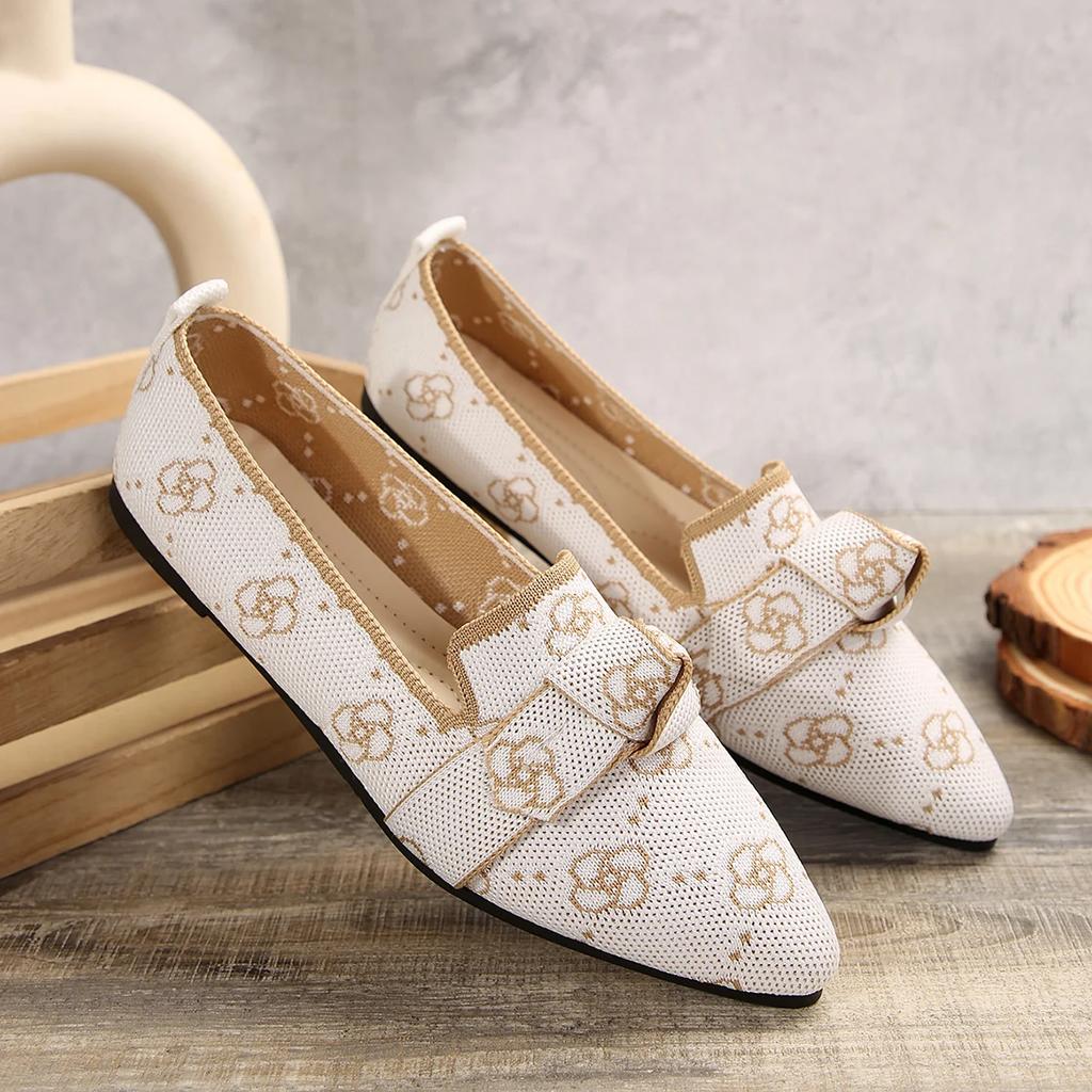 Skinny Pointed Oversized Flat Sole Shoes for Women In Fashionable Flying Weaveone Foot Butterfly Bowcasualbreathable