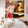 Masha Bear Wall Decor Tapestry Art For Pet Memorial Birthdaywedding Party Backdrop Family Gift