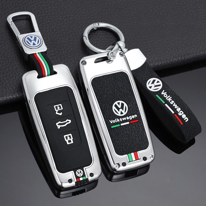 Valve Stems Caps For VOLKSWAGEN VW Zinc Alloy+Silicone Car Key Bag Smart Remote Keychain For Volkswagen VW Touareg 2018 2019 202 zw2