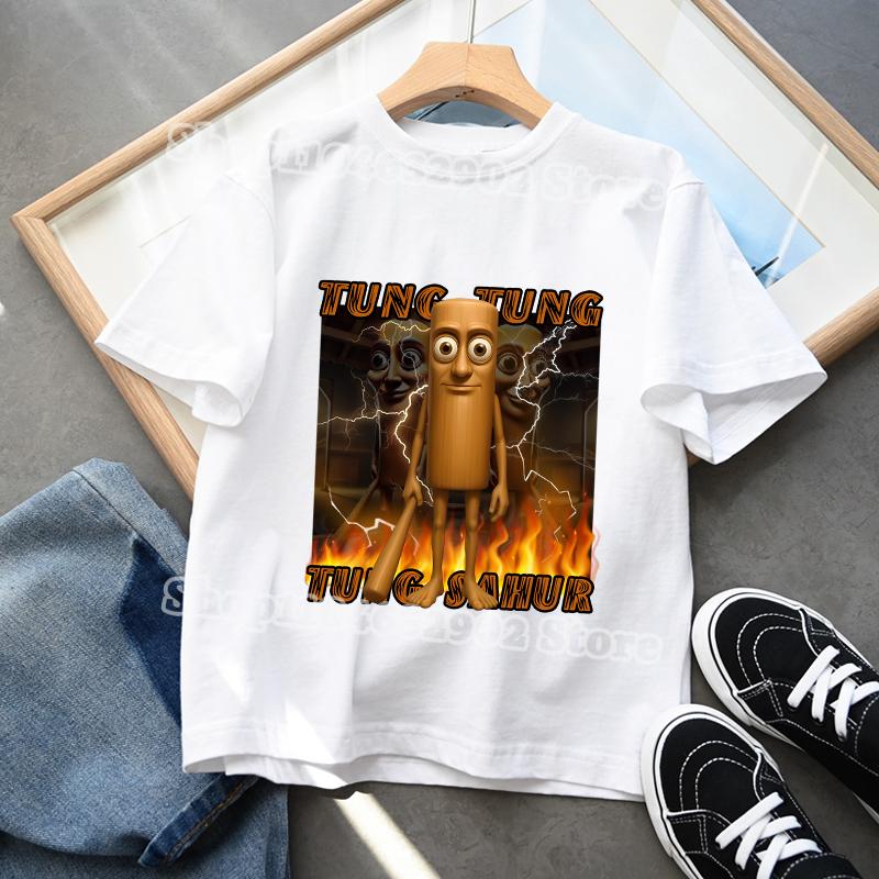 Итальянский Бред Детская Одежда Футболки для Мальчиков и Девочек Tung Tungtung Sahur Хлопковая Футболка Telala Смешная Акула Летние Детские Топы Подарок на Вечеринку