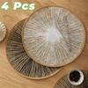 4PCS Bohemia Round  Burlap Macrame Placemats Ray Pattern Dinnerware Mat Jute Tableware Mat  Hotel