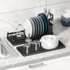 Маленькая сушилка для посуды Компактная сушилка для посуды для раковины с 2-мя силиконовыми ковриками для сушки посуды Кухонный органайзер Держатель для губок