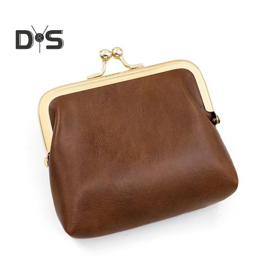 Мини-винтажный кошелек для монет из искусственной кожи с замком-поцелуем, карман для мелочи, портативный кошелек, многоцелевые ключи, наушники, безделушки, помада, косметические аксессуары