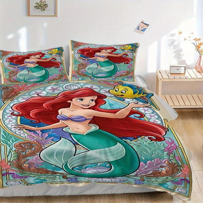 3pcs Princess Ariel Bedding Set - 1 Soft Quilt Cover + 2 Pillowcases, Machine Washable - Suitable for All Seasons, Perfect Gift for Family and Fr