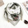 Neck protection magnetic buckle scarf new autumn and winter square scarf women's triangular silk scarf shawl high-end scarf black and white