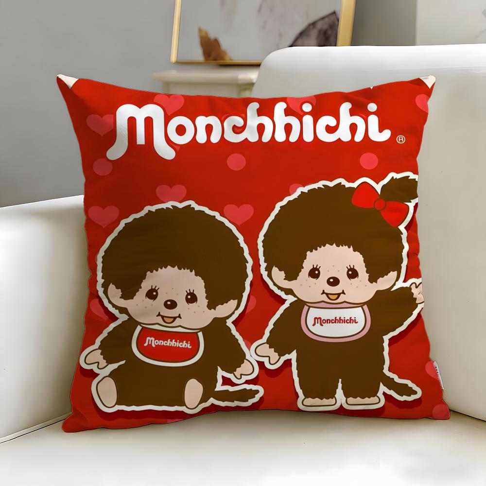 classic toy brand Monchhichi Cushion Cover Soft EasyWash Pillow Case Versatile for Couch Bed Travel and Office
