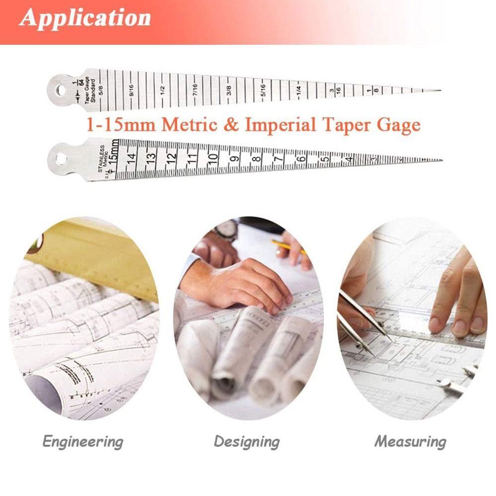 Щуп 1–15 мм. Метрические и британские правила измерения зазора. Измерение конусности.