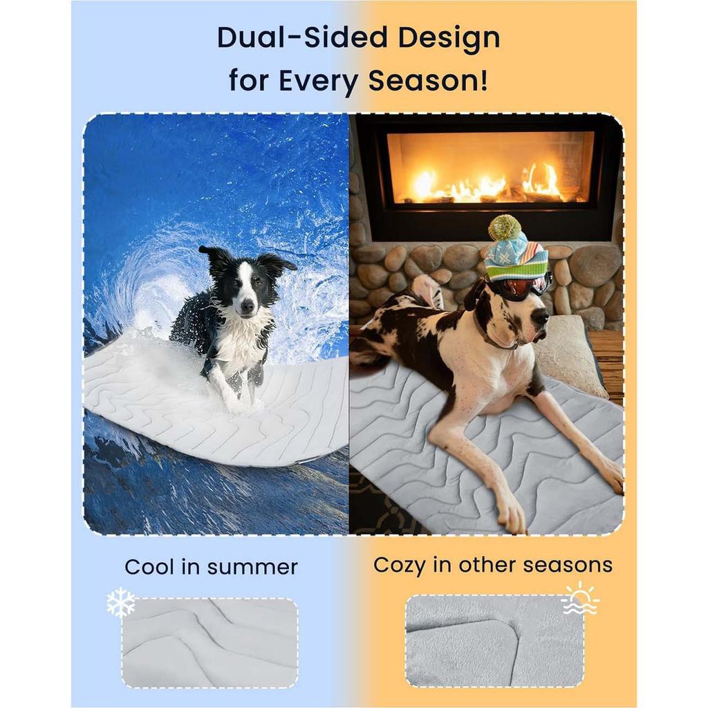 Summer Pet Cooling Mat, Dual Use Cool & Warm Sleeping Pad for Dogs Cats, Heat Relief Anti-Slip Cushion