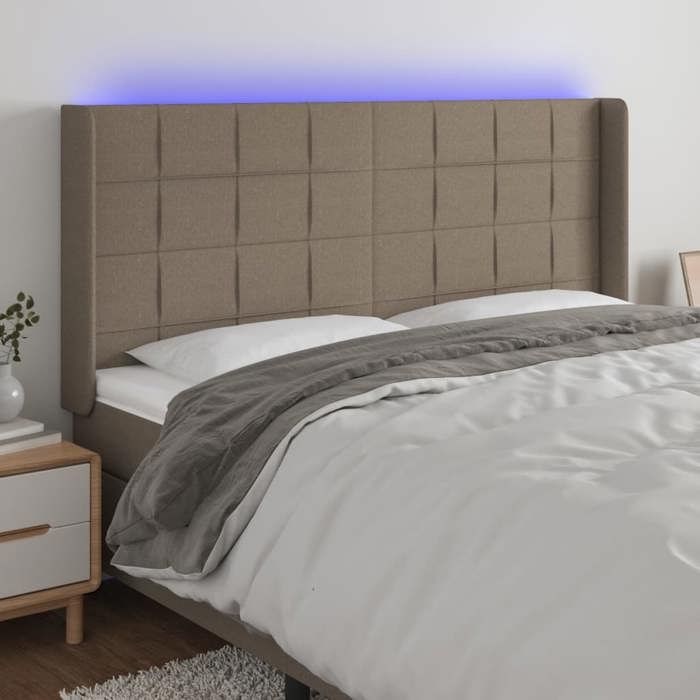 VidaXL LED Headboard Bedroom Furniture Double Bed Accessory Head of Bed Frame Interior Taupe 3124074
