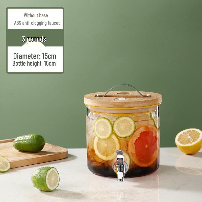 Стеклянный диспенсер для напитков большой емкости с краном для холодных напитков и фруктового чая