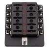 PC Terminal Block Type, 1 In 10 Out Fuse Boxes for Cars, RVs, and Ships, with LED Lights, 12-32V