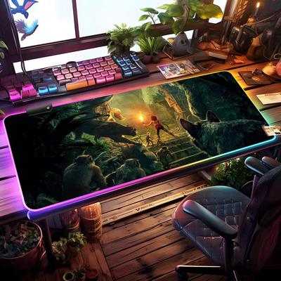 Коврик для мыши Книга джунглей RGB Игровой коврик для мыши Настольный коврик HD Геймерский Большой светодиодный свет XXL Коврики для мыши