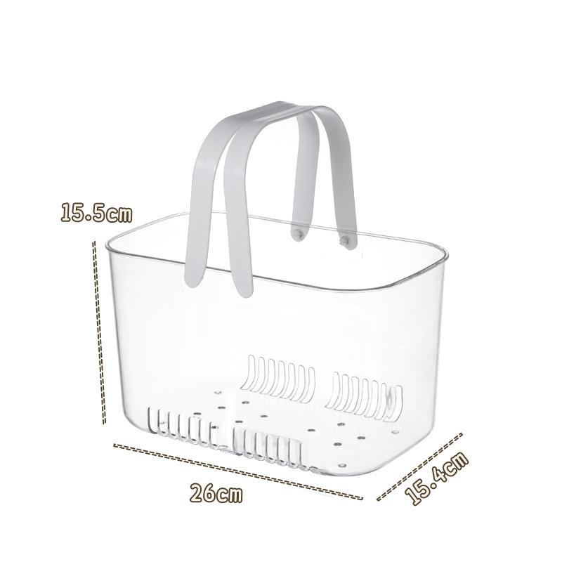 Корзина для хранения в ванной с полым дном и прозрачными ручками, легко сливаемая корзина для плавания, прочная переносная корзина-органайзер