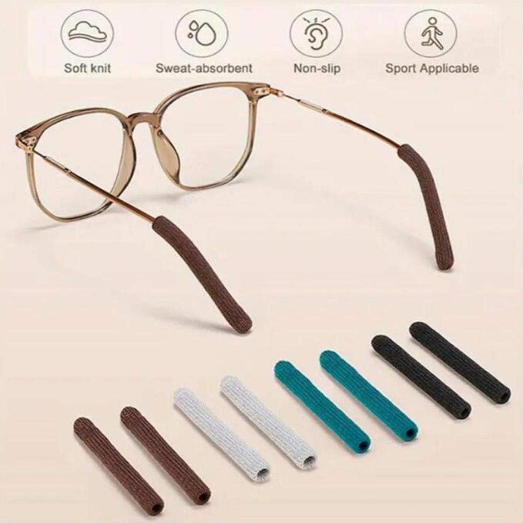 Anti-Slip Eyeglass End Temple Tips Soft Cotton Fabric Frame Leg Glasses Retainer Cushion Ear Sock Sleeve Comfort Eyewear