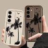Ударопрочный чехол с рисунком кокосовой пальмы для Samsung S25 Ultra S24 FE S23 S22 A56 A16 A36 A15 A55 A35 TPU мягкий матовый противоударный чехол для телефона