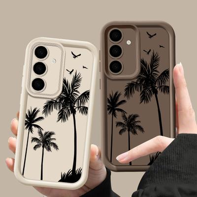 Ударопрочный чехол с рисунком кокосовой пальмы для Samsung S25 Ultra S24 FE S23 S22 A56 A16 A36 A15 A55 A35 TPU мягкий матовый противоударный чехол для телефона