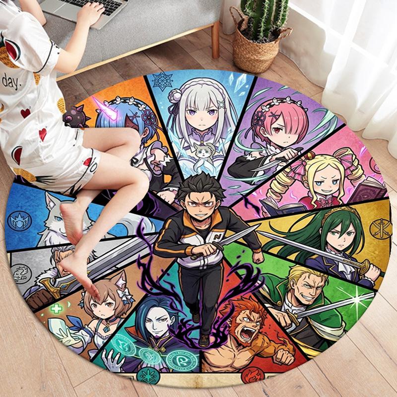 Re Zero Круглый ковер Ковер для гостиной спальни дивана игровой комнаты Декор Нескользящий коврик для пола