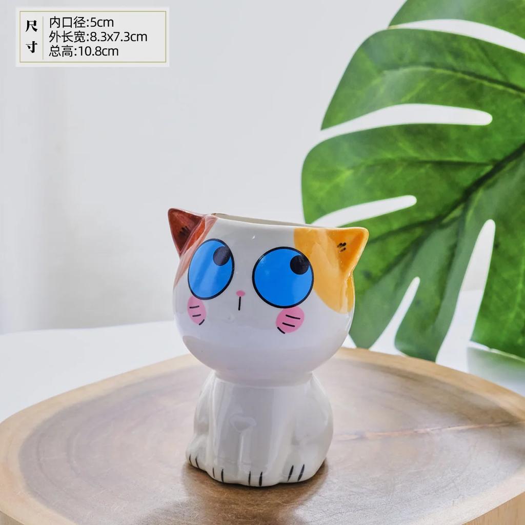 Творческий мини-мультяшный кот, милый цветочный горшок, керамический горшок для суккулентов, сделай сам, детские игрушки, научное образование, школьный подарок