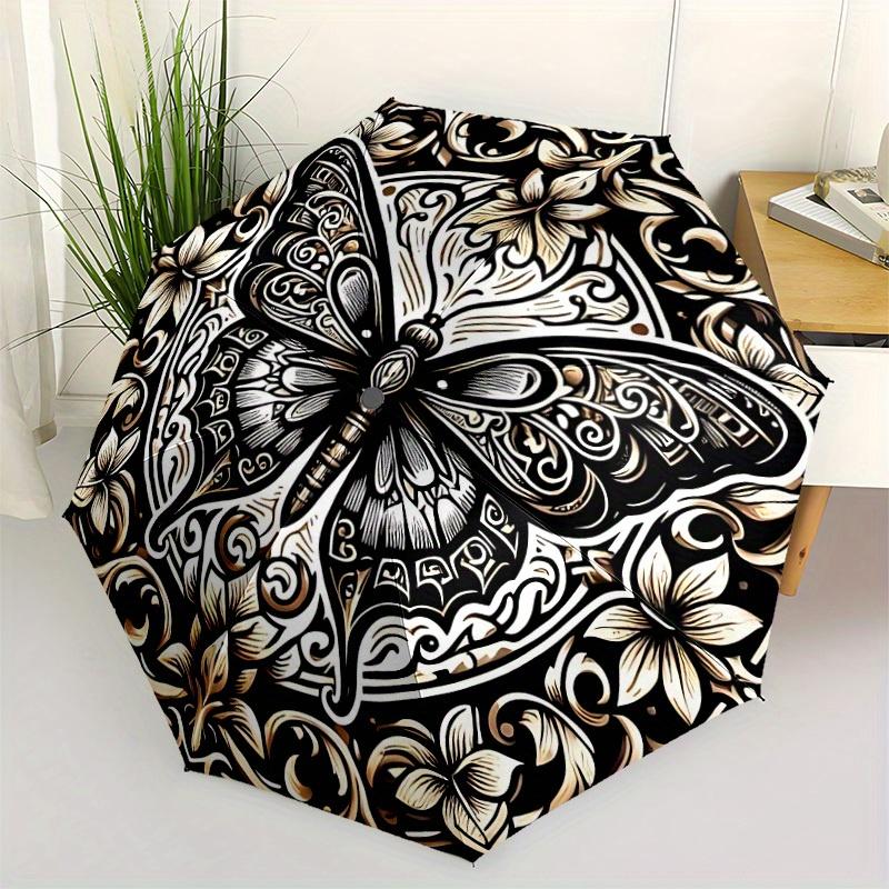 1pc Butterfly Ornament Automatic Open, Sturdy Iron Frame, Compact Folding Design, All-Season Portable Umbrella for Women & Men yy250801114