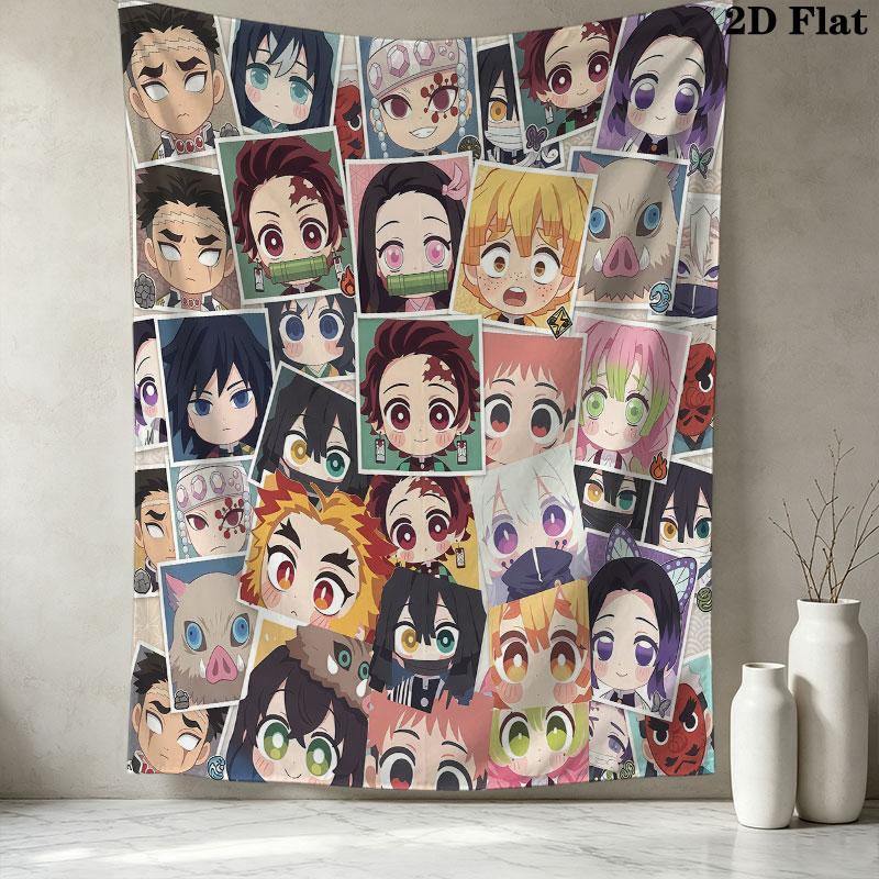Demon Slayer Kimetsu No Yaiba Wall Tapestry Aesthetic Wall Hanging Printed Fabric Blanket Decorative Tapestries for Bedroom Living Room Home Decor