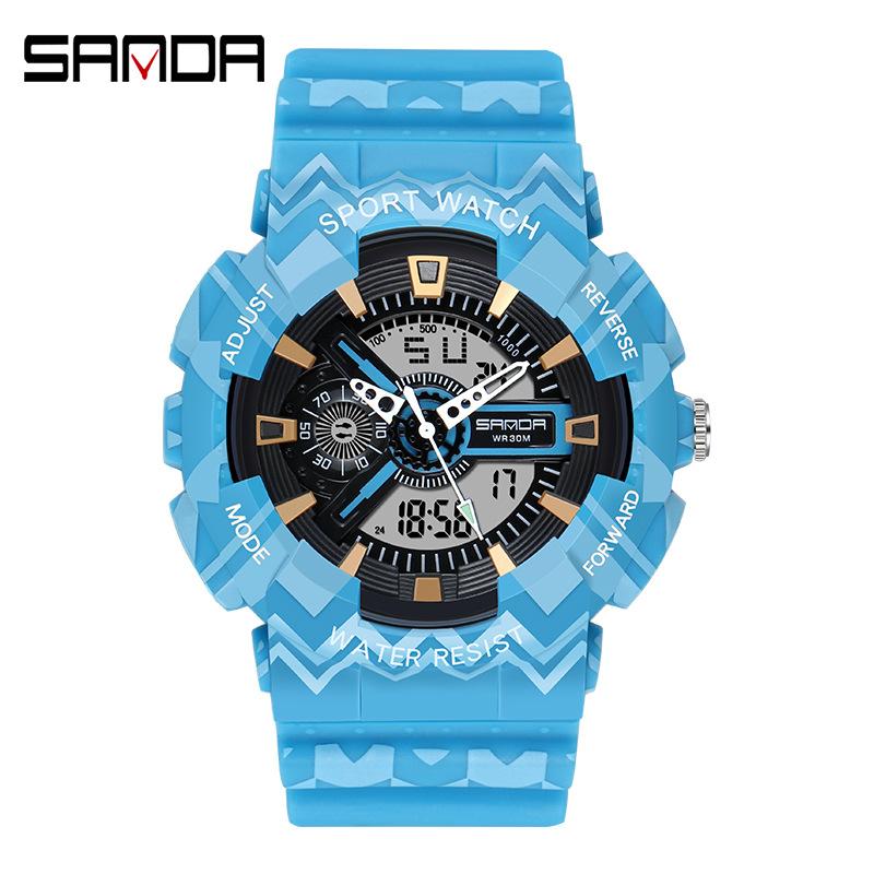SANDA Waterproof Men's Watch Electronic Fashion Multifunctional Outdoor Watch Sports Watch