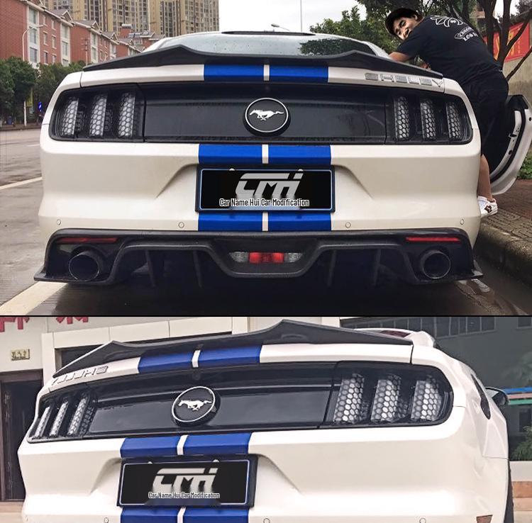15-17 Ford Mustang Carbon Fiber Rear Lip Kit: US Version Quad Outlet Spoiler