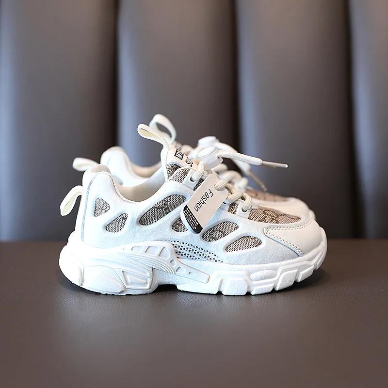 2024 Осенняя детская повседневная спортивная обувь Модные дышащие трикотажные мягкие нескользящие детские кроссовки для мальчиков и девочек Размер 21-36