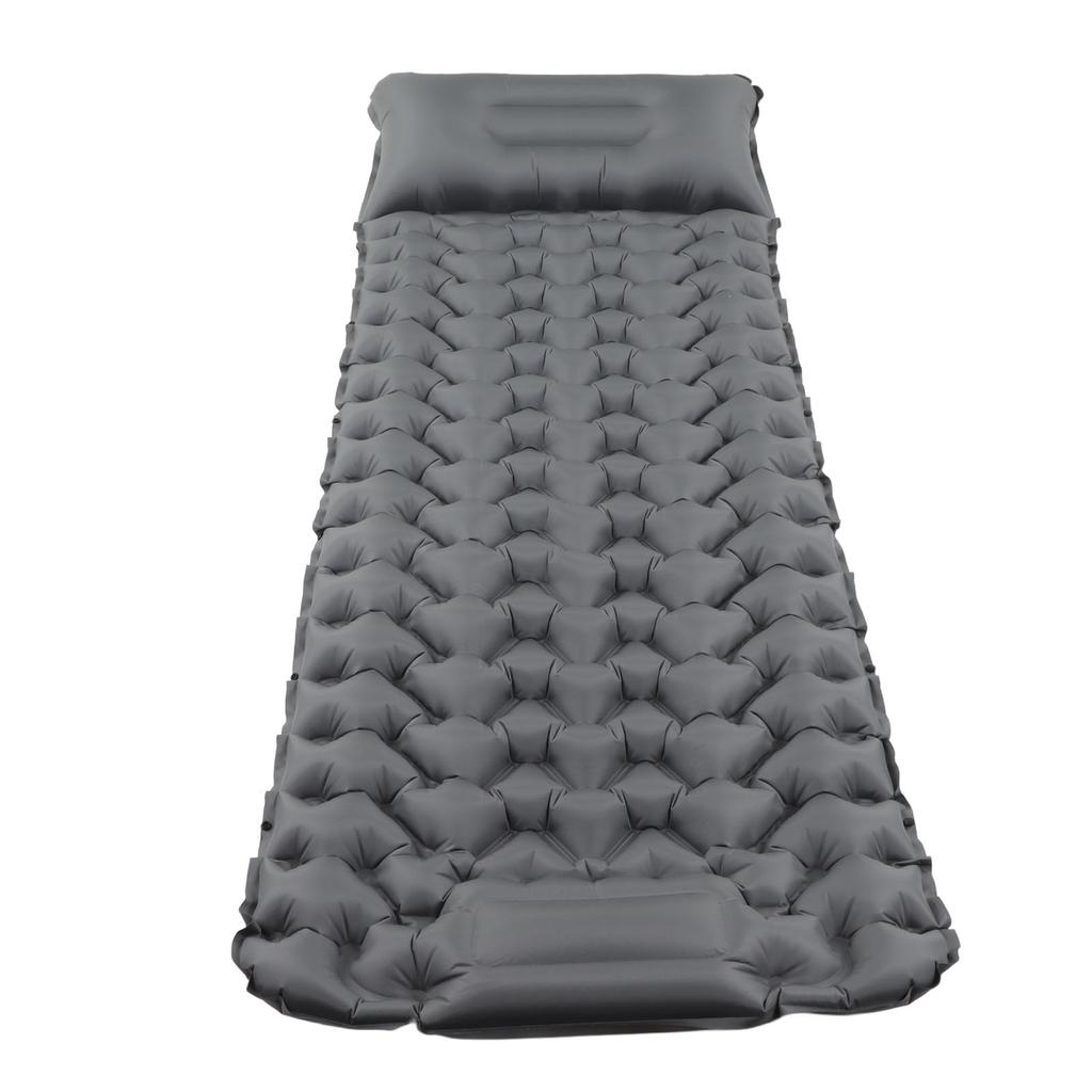 Grey Camping Sleeping Pad Ergonomic Design Foot Press Inflation Waterproof Nylon Sleeping Mat for Ca