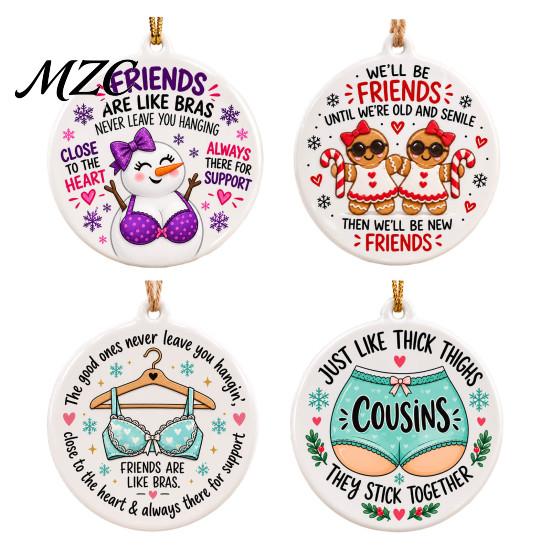Winter Celebration Room Decor Funny Friendship Christmas Pendant, Durable Acrylic Hanging Ornament, Creative Xmas Gifts for Tree Decorative