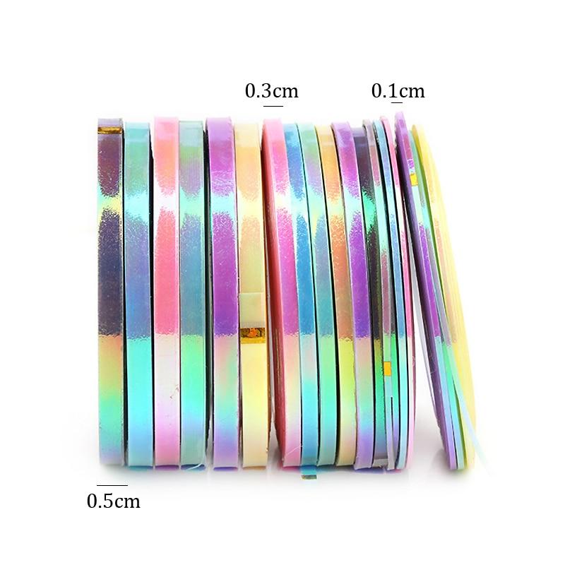 18 шт. ярких цветов для дизайна ногтей, полосатые ленты, наклейки для ногтей, аксессуары для дизайна ногтей, украшения