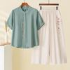 Women's Floral Short-Sleeve Top & Pants Set